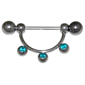 Körperschmuck Piercing Brust Stab 15mm 3 Kristalle Brustpiercing Nippelpiercing