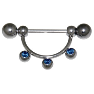 Körperschmuck Piercing Brust Stab 15mm 3 Kristalle Brustpiercing Nippelpiercing