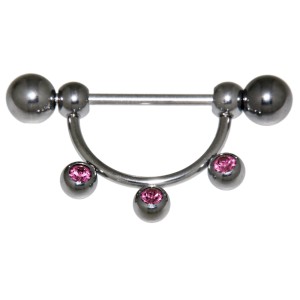 Körperschmuck Piercing Brust Stab 15mm 3 Kristalle Brustpiercing Nippelpiercing