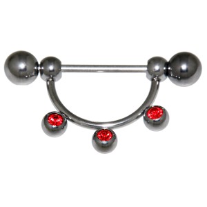 Körperschmuck Piercing Brust Stab 15mm 3 Kristalle Brustpiercing Nippelpiercing