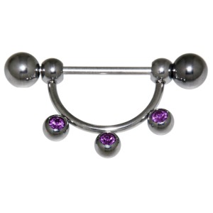 Körperschmuck Piercing Brust Stab 15mm 3 Kristalle Brustpiercing Nippelpiercing