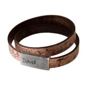 Echtlederarmband antikbraun doppelt gewickelt mit Edelstahl Magnetverschluss  17cm / 18cm / 19cm / 20cm / 21cm / 22cm / 23cm un