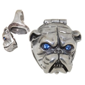 Schwerer Ring aus 925 Sterling Silber, Motiv Bulldogge