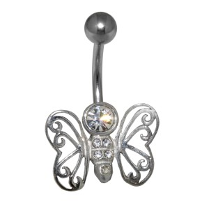 Bauchnabel Piercing mit 925 Silber Schmetterling in der Pubertät