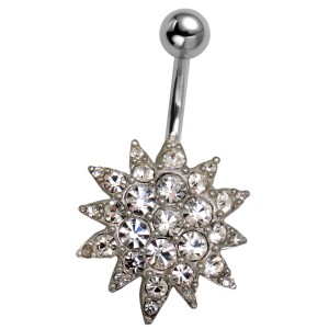 Bauchnabel Piercing mit 925 Silber Blüten Motiv 605