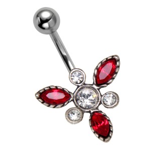 Bauchnabelpiercing mit Silber Design und Swarovski