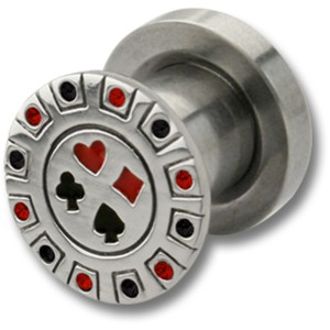 Ohrplug mit Poker Motiv 4-16mm