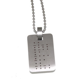 Anhänger Erkennungsmarke aus mattiertem Edelstahl mit Morsecode ILD