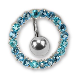 Bauchnabel Piercing Chirurgenstahl mit in Silber gefasstem hellblauen Kristallkranz