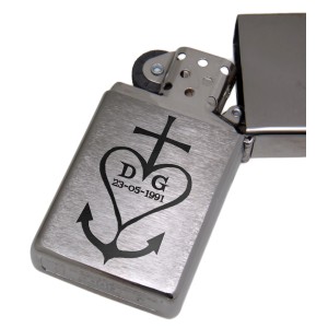 Zippo Sturm-Feuerzeug Chrom- slim - mattiert mit individueller Gravur