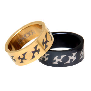 Ringe Set schwarz - gold mit Tribal-Motiv