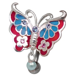 Piercing Bauchnabel aus Chirurgenstahl Schmetterling und Perle