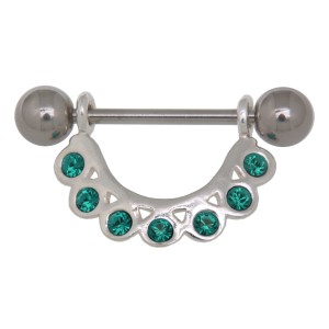 Brustwarzen Piercing Nippelschmuck 7 Kristalle 925 Silber blue zircon