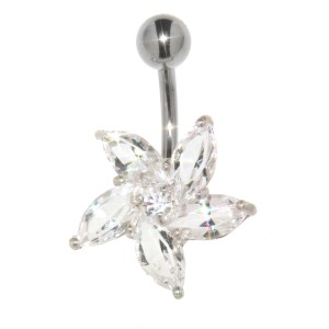 Titan Bauchnabel Piercing 1.6x10mm, Design, kristall-klar