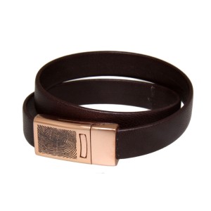 Lederarmband dunkelbraun doppelt gewickelt rose gold Edelstahl mit individueller Gravur  17cm / 18cm / 19cm / 20cm / 21cm / 22c