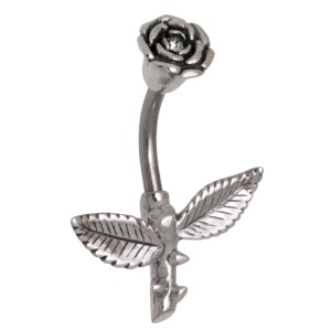 Piercing gebogen Bauchnabel im Blumen Motiv 428