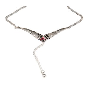 Back Belly Chain mit chain, 100cm, rot, 925* Sterling Silber