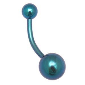 Piercing aus Titan für den Bauchnabel gebogen 1,6x12mm, grün
