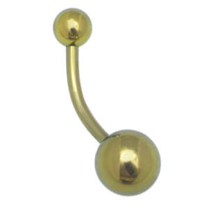 Piercing aus Titan für den Bauchnabel gebogen 1,6x14mm, yellow