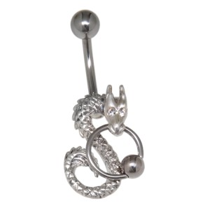 Bauchnabelpiercing 1.6x10mm Piercing in Piercing Drache mit Kristallen und BCR