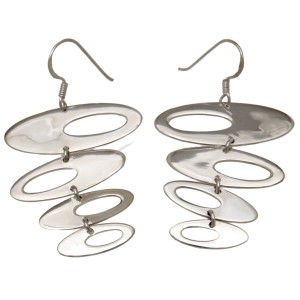 Ohrringe mit vier Ovalen aus 925er Silber im Retro-Look