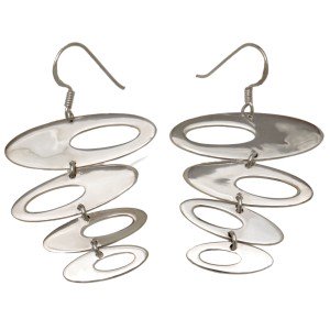 Ohrringe mit vier Ovalen aus 925er Silber im Retro-Look