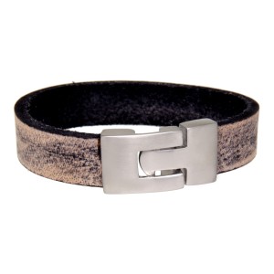 Echtlederarmband im Used Look mit Edelstahl Knebelverschluss 22cm