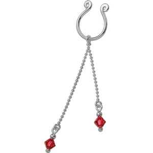 Beweglicher Clip für die Brustwarze - ohne Piercing -  aus 925 Sterling Silber,  2 Kettchen, siam