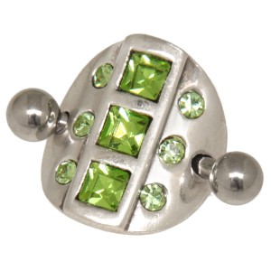 Piercing Bauchnabel Design, 1,6 x 12mm, peridot