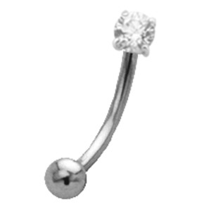 Augenbrauenpiercing aus 925er Sterlingsilber, schlicht, klar