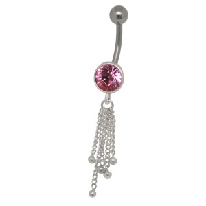 Bauchnabelpiercing mit 925 Silber Kettendesign und einem changierenden Kristall