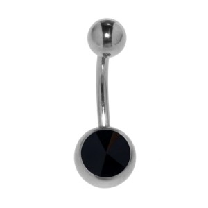 316L Chirurgenstahl mit spitz zulaufendem Kristall 1,6 x 12mm, schwarz