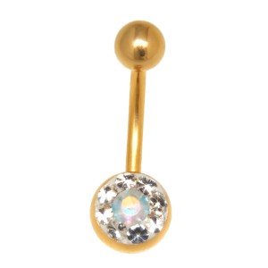 Vergoldete Bauchnabel Körperschmuck Piercing aus 316L Chirurgenstah 1.6x10mm
