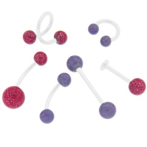 316L 8mm Kugel mit 1.6mm Gewinde, lackiert, flieder, Silberstreifen