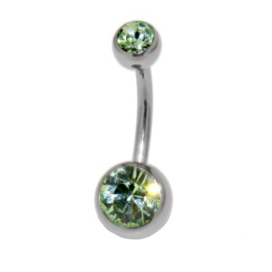 Bauchnabel Piercing  Banane Stecker doppelt juwelliert 1,6 x 12mm, chrysolite