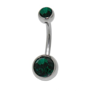 Bauchnabel Piercing  Banane Stecker doppelt juwelliert 1,6 x 12mm, emerald