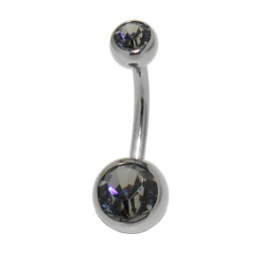 Bauchnabel Piercing  Banane Stecker doppelt juwelliert 1,6 x 6mm, black diamond