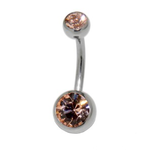 Bauchnabel Piercing  1,6 x 6mm, light peach, doppelt juwelliert