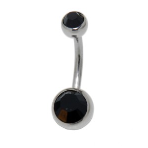 Bauchnabel Piercing  Banane Stecker doppelt juwelliert 1,6 x 8mm, schwarz