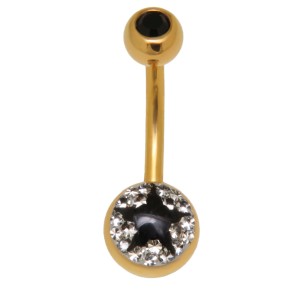 Vergoldete Bauchnabel Körperschmuck Piercing aus 316L Chirurgenstah 1.6x10mm