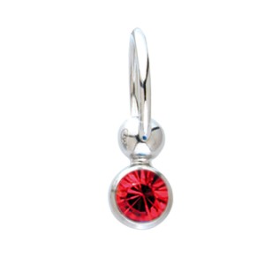 BCR Klemmkugelring mit Kristall vertikale Ausrichtung,  1,6 x 14mm, kristall weiß
