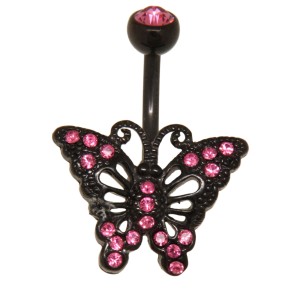 Bauchnabelpiercing BLACK BUTTERFLY  schwarz Chirurgenstahl 1.6x10mm