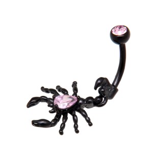 Bauchnabelpiercing Skorpion schwarz Chirurgenstahl 1.6x10mm rose
