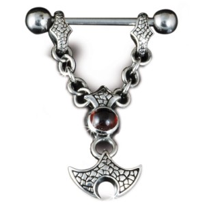KoolKatana Brustwarzenpiercing mit Onyx und Barbell 18mm