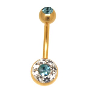 Vergoldete Bauchnabel Körperschmuck Piercing aus 316L Chirurgenstah 1.6x10mm