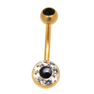 Vergoldete Bauchnabel Körperschmuck Piercing aus 316L Chirurgenstah 1.6x10mm