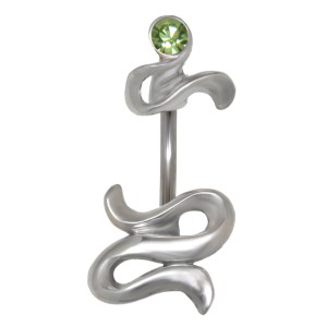 Bauchnabelpiercing aus einer 1.6x10mm Stahlbanane mit 2geteiltem Design aus 925 Silber