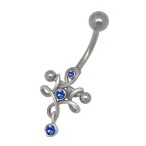 Bauchnabelpiercing 1.6x10mm Bcr in Piercing Tribal mit Kristallen und Barbell