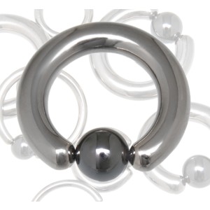 Titan BCR Klemmkugelring hoch glänzend mit Hematit-Kugel 5.0x16x6mm, silver