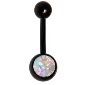 Piercing Banane schwarz mit Kristall 1.6mm Stärke ab clear